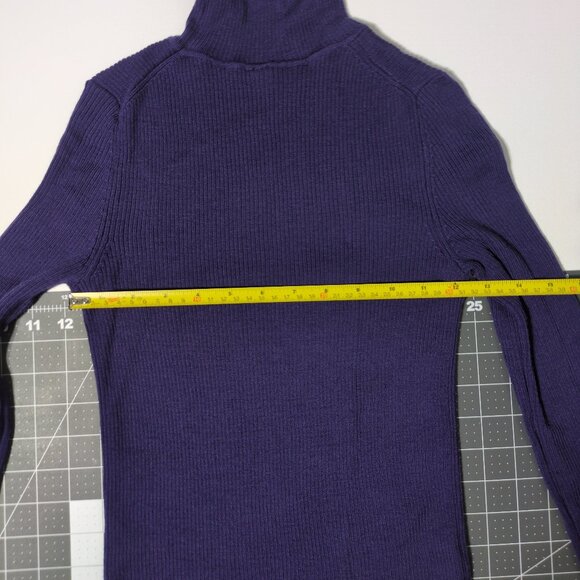 Uniqlo Wool Turtleneck Sz Small Purple Ribbed Knit Stretchy Long Sleeve READ - Picture 9 of 13